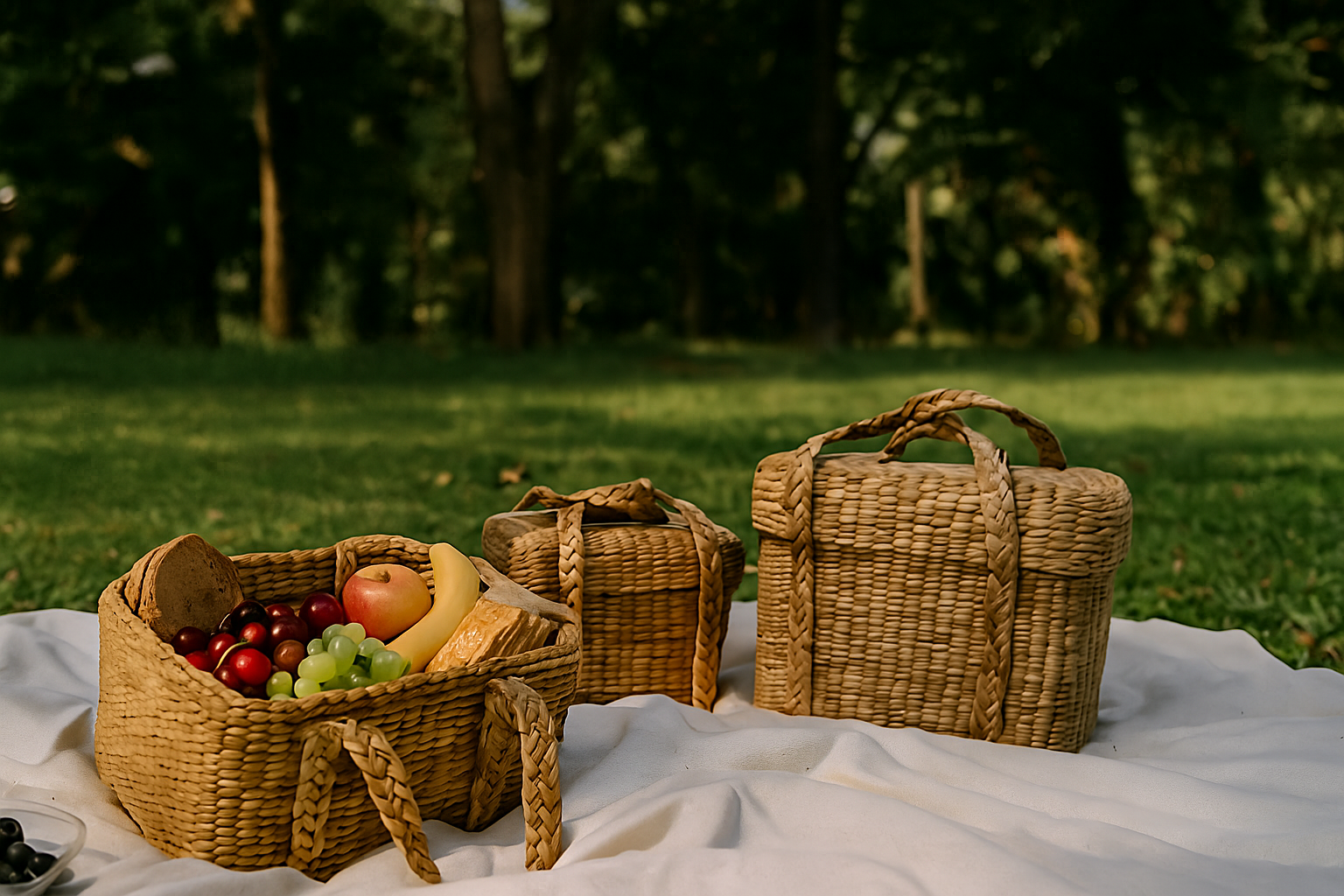 Water Hyacinth Picnic Basket Set (Set of 3)