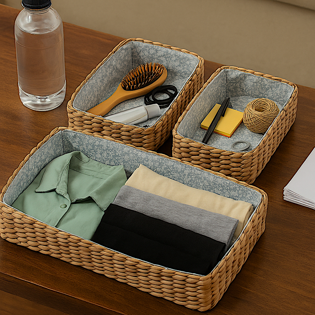 Water Hyacinth Organisers with cotton lining (Set of 3)