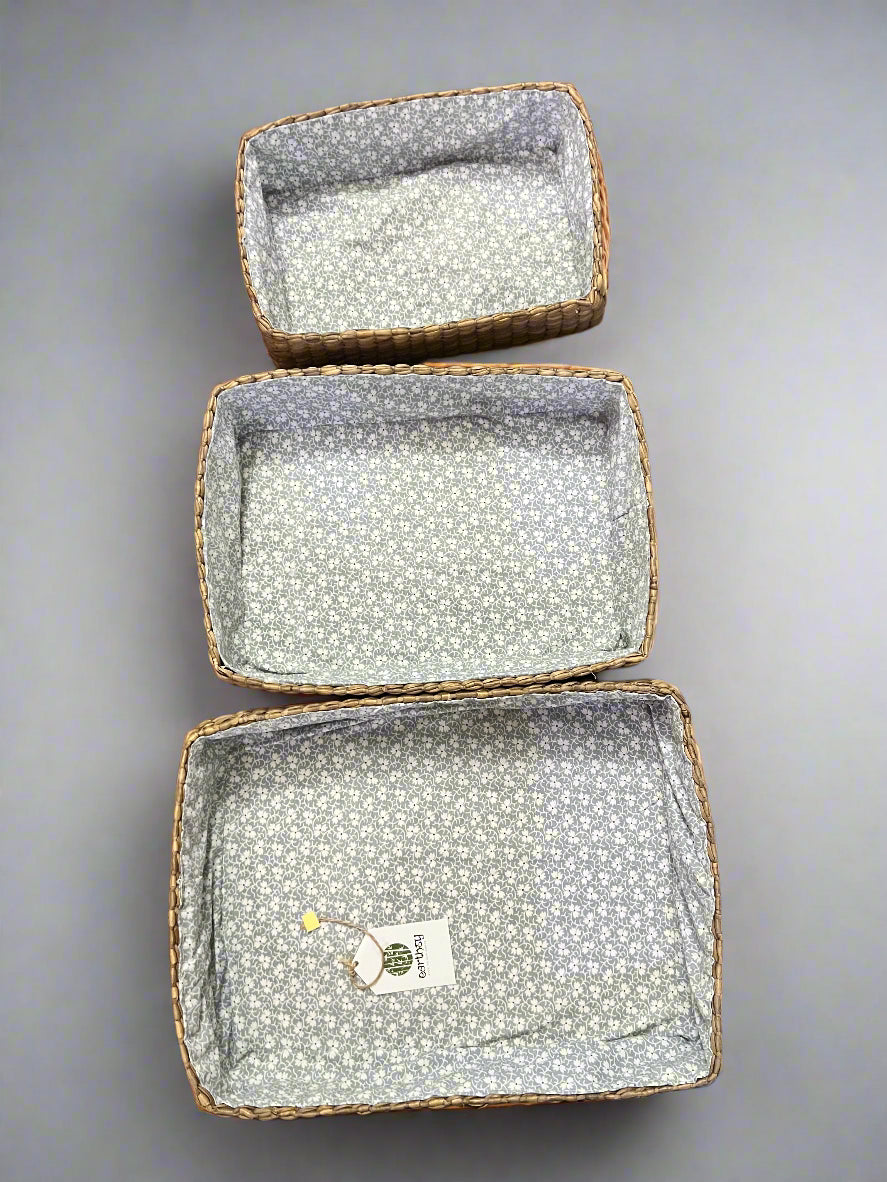 Water Hyacinth Organisers with cotton lining (Set of 3)