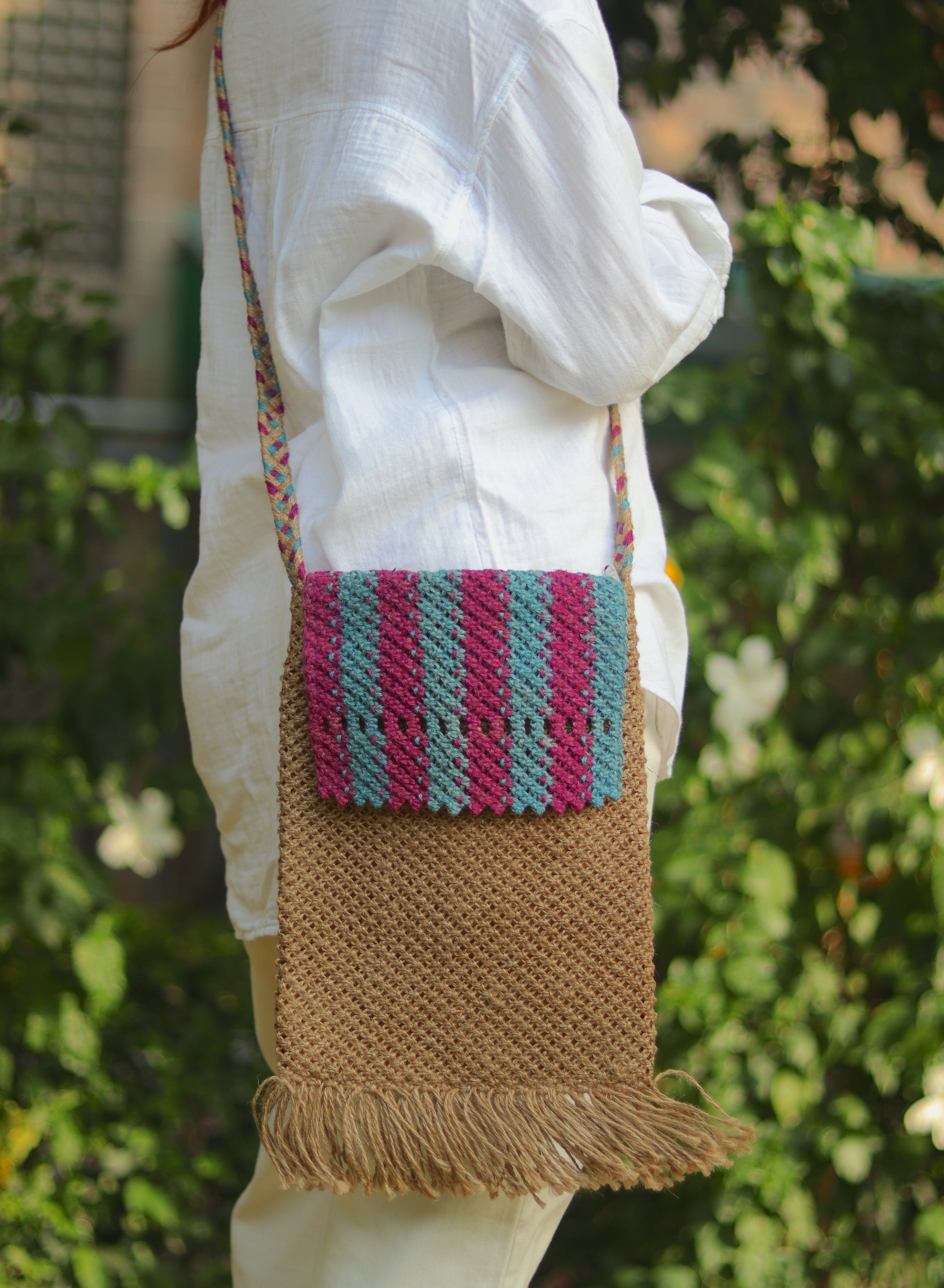 Jute Macrame Long Sleeve Sling Bag