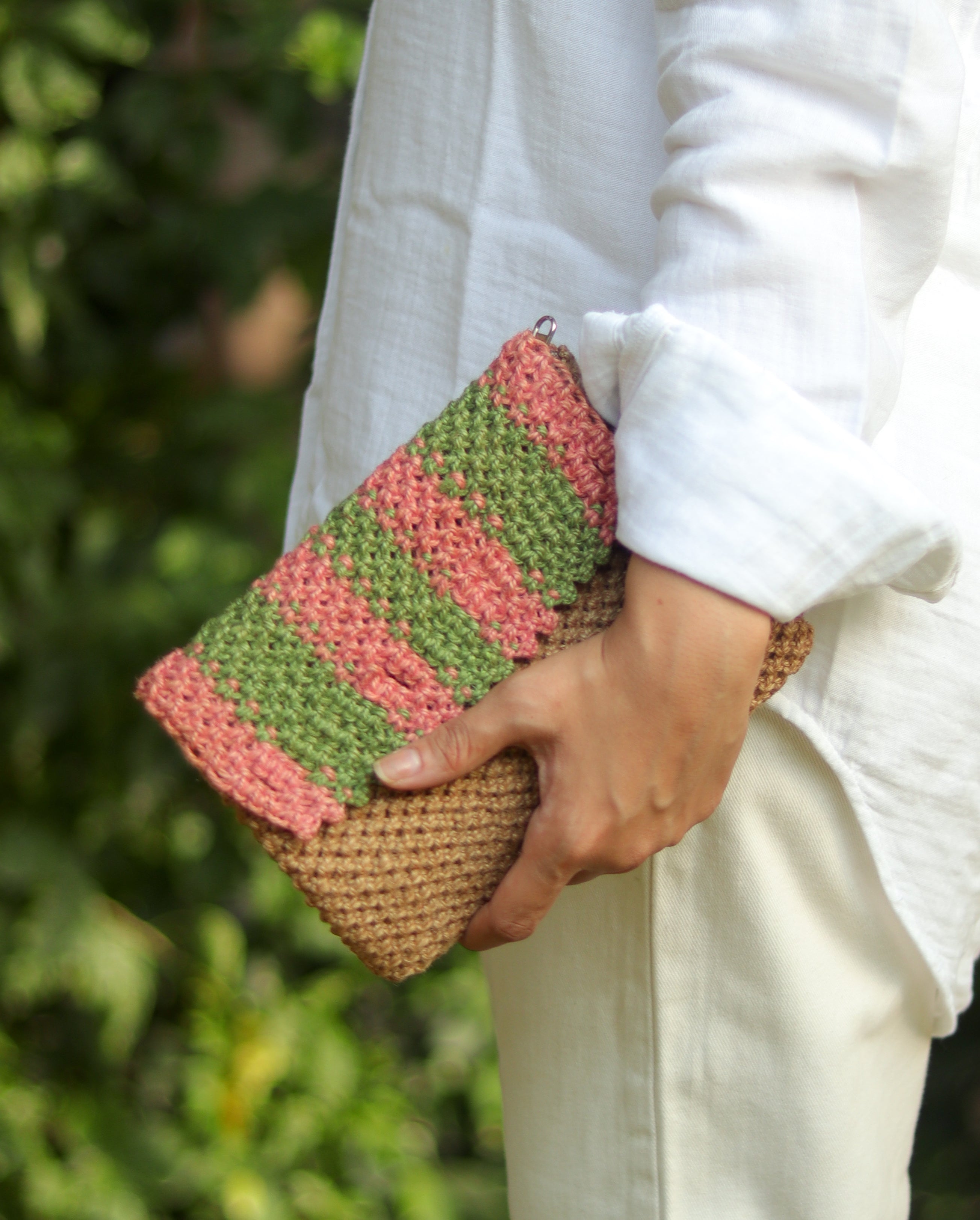 Jute Clutch with Dual Tone Flap