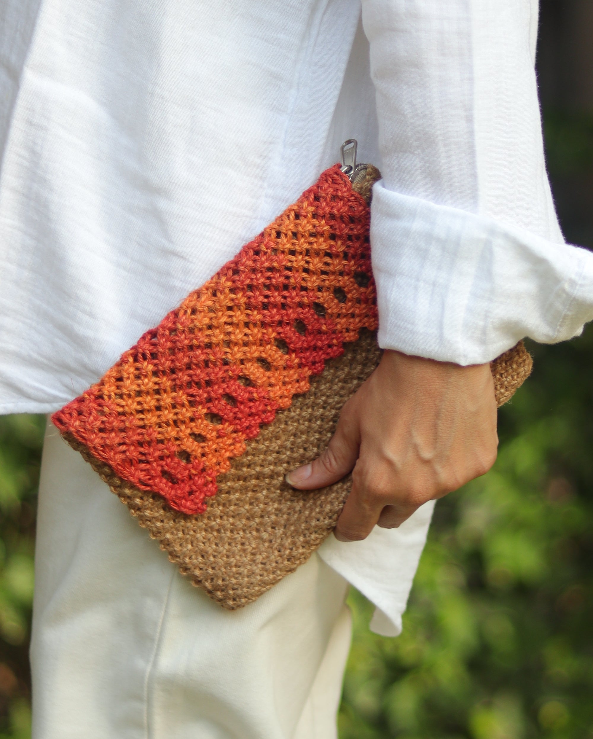 Jute Clutch with Dual Tone Flap