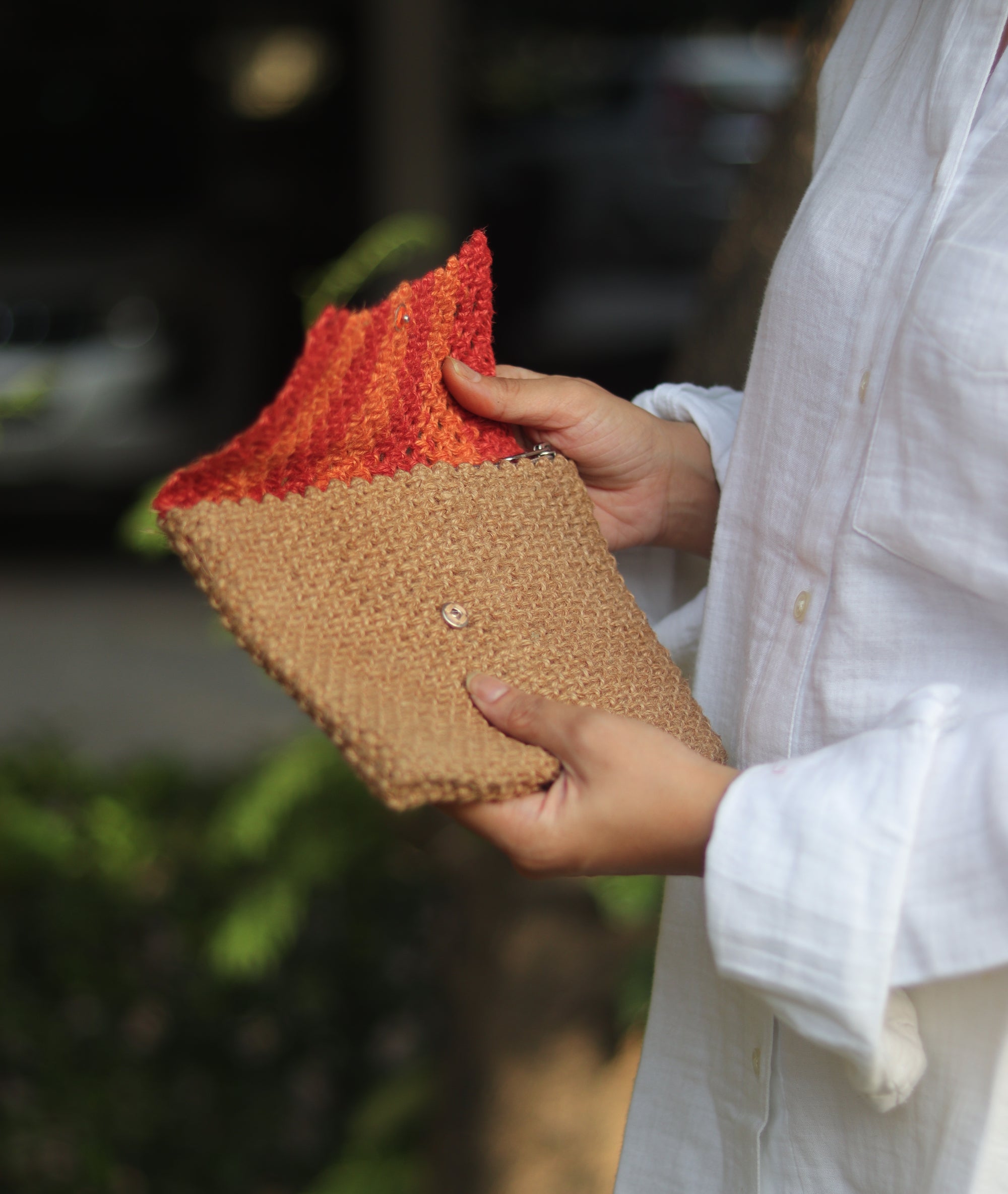 Jute Clutch with Dual Tone Flap