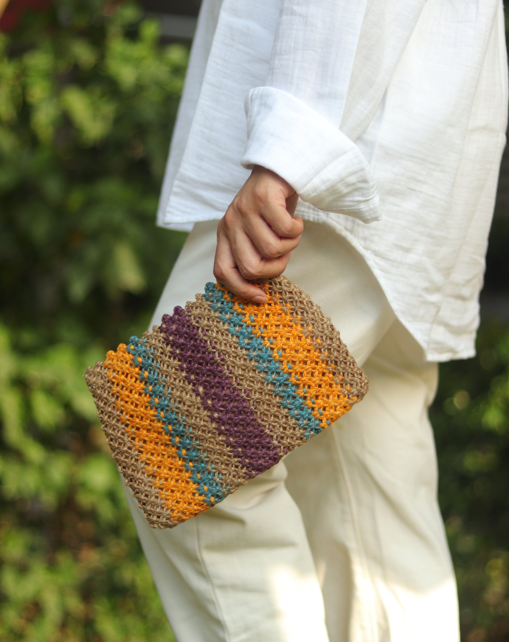 Jute Clutch with 100% Cotton Lining and Zip
