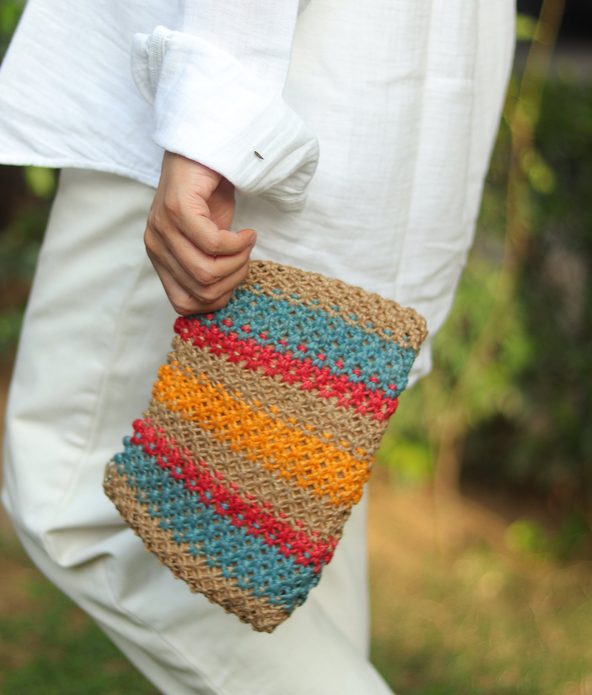 Jute Clutch with 100% Cotton Lining and Zip