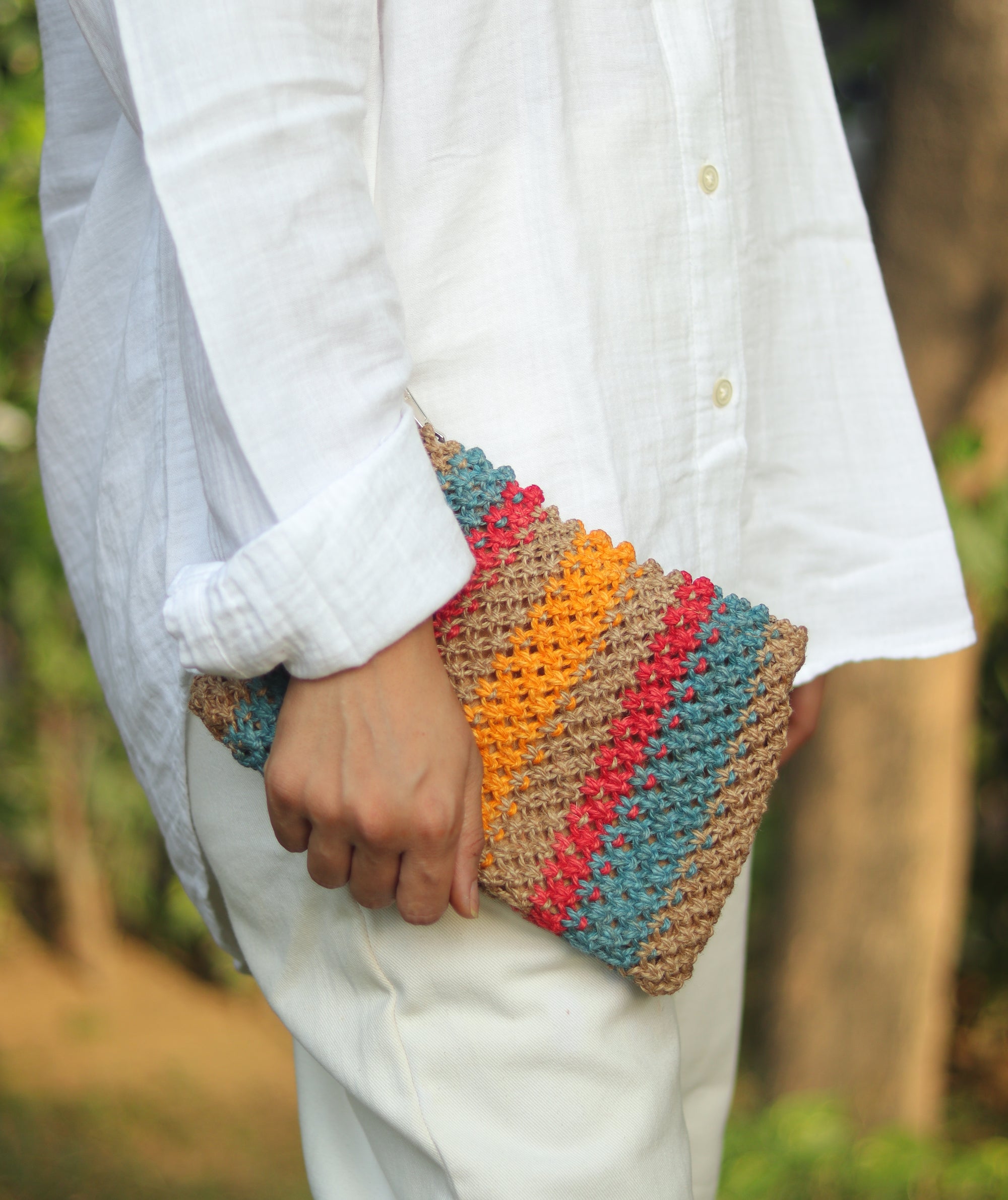 Jute Clutch with 100% Cotton Lining and Zip