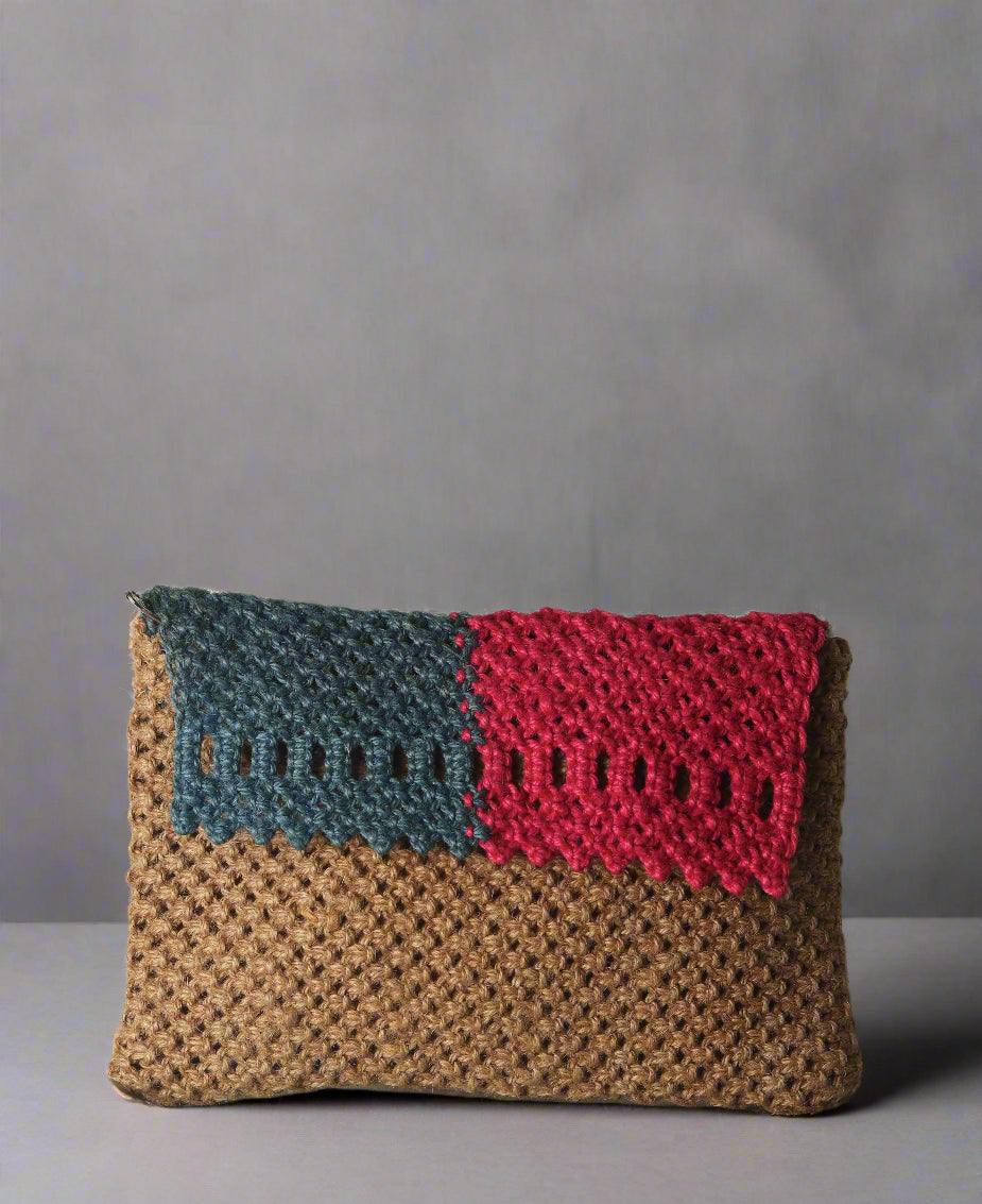 Jute Clutch with Dual Tone Flap