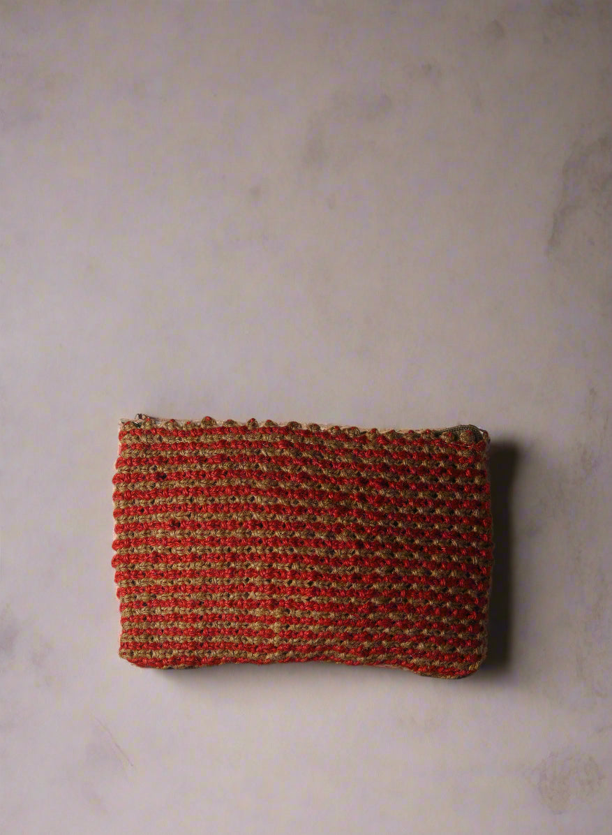 Jute Clutch with 100% Cotton Lining and Zip