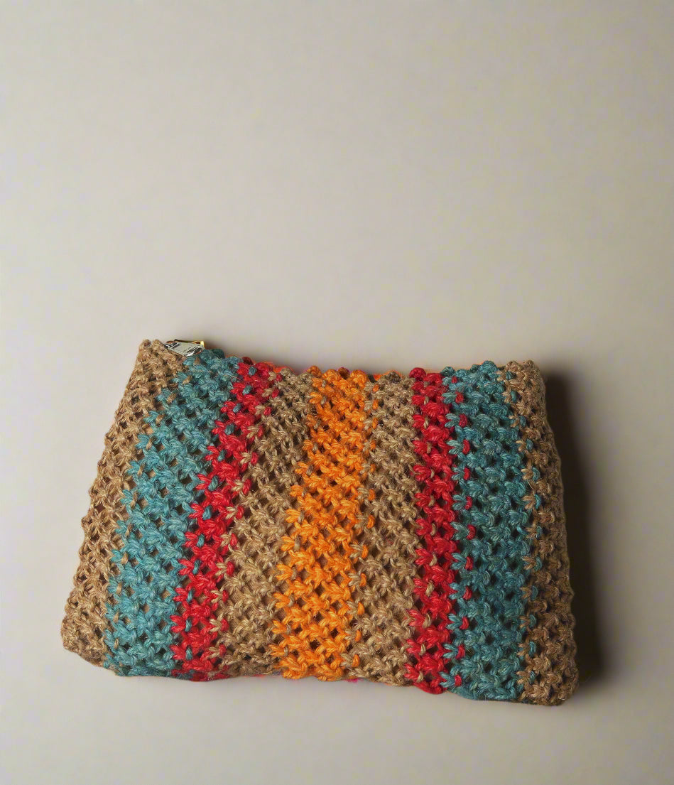 Jute Clutch with 100% Cotton Lining and Zip