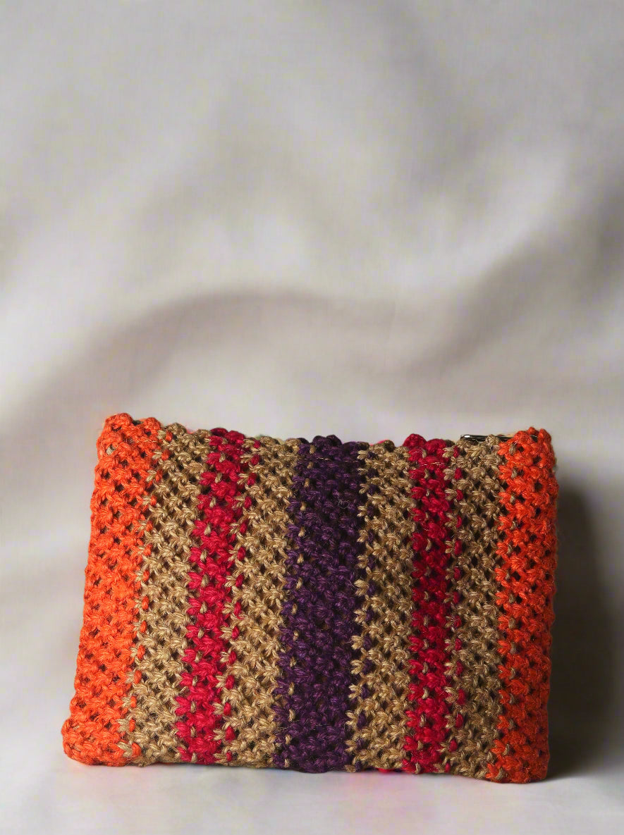 Jute Clutch with 100% Cotton Lining and Zip