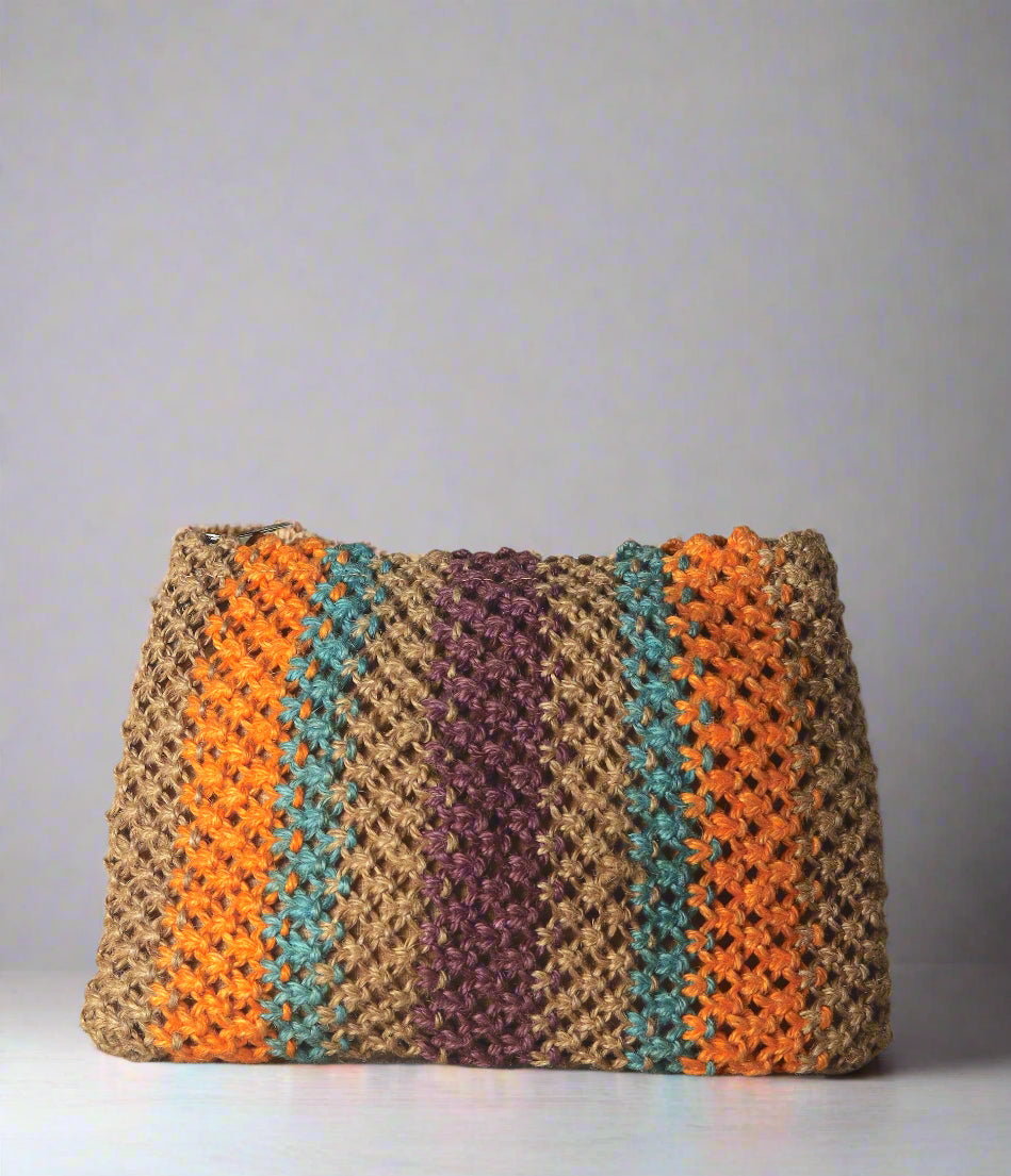 Jute Clutch with 100% Cotton Lining and Zip
