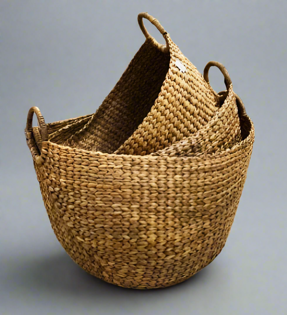 Water Hyacinth Oval Laundry/Storage Basket (Set of 3)