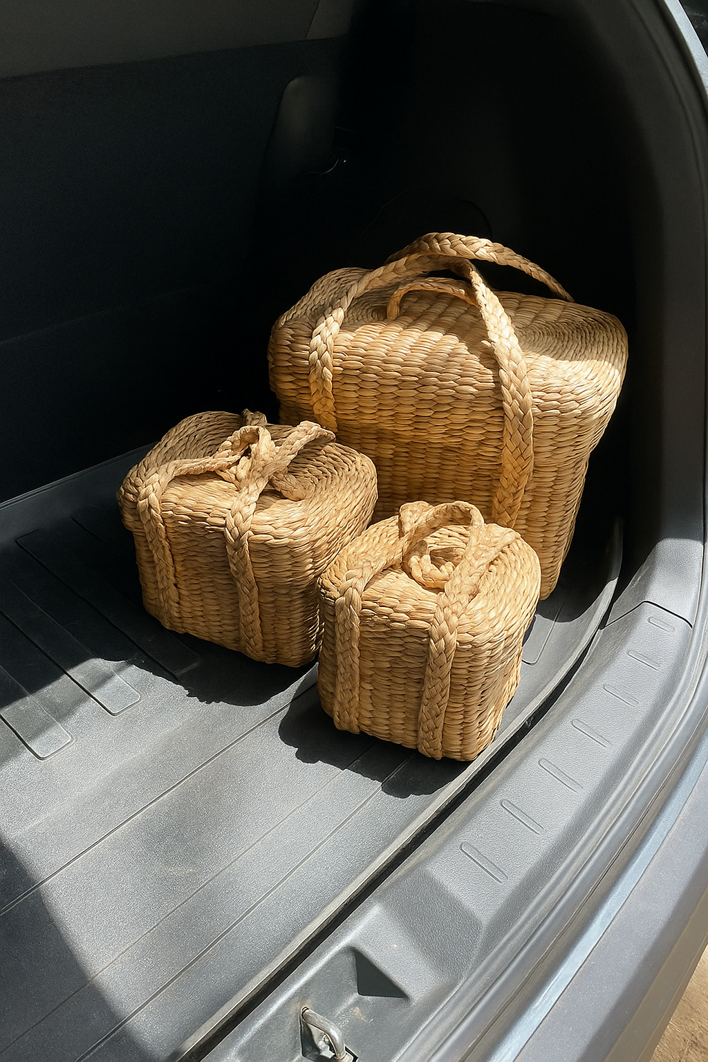 Water Hyacinth Picnic Basket Set (Set of 3)