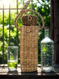 Water Hyacinth Bottle Bag with flap closure