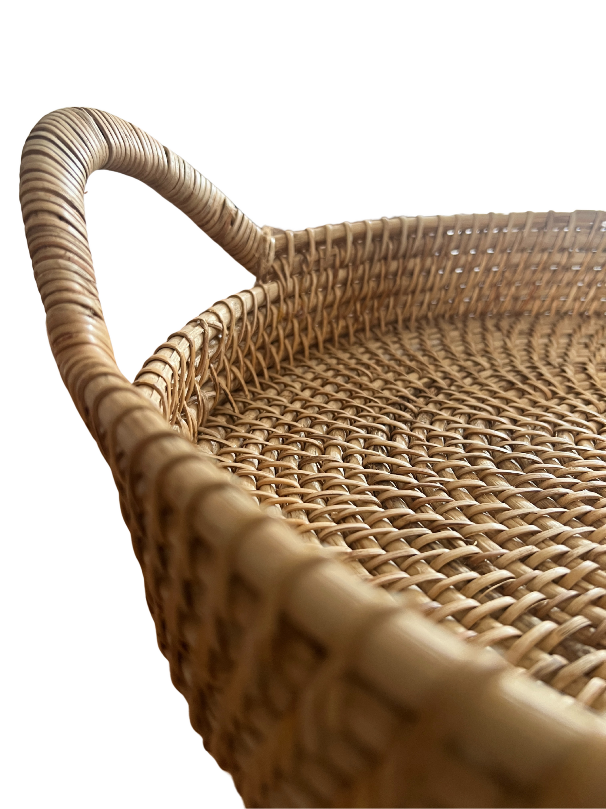 Round Cane tray with Handle
